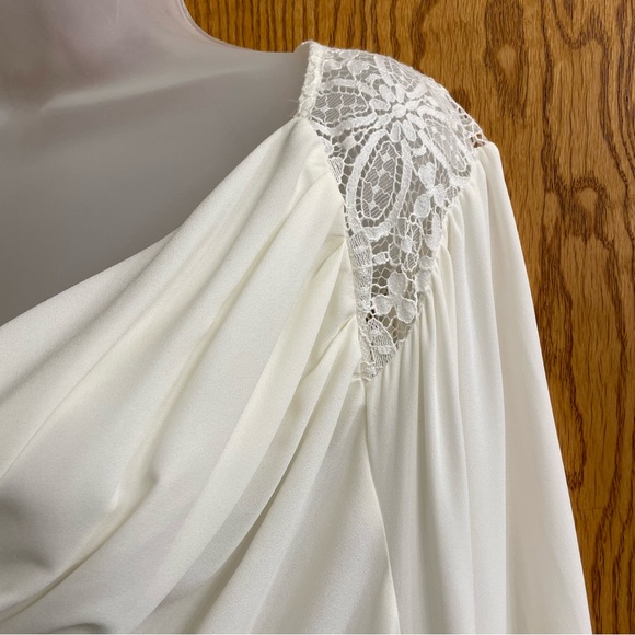 NWT - A MTL 1980 Women’s Long Sleeve Cowl Neck Lace Back White Top Size 3X - Picture 4 of 17